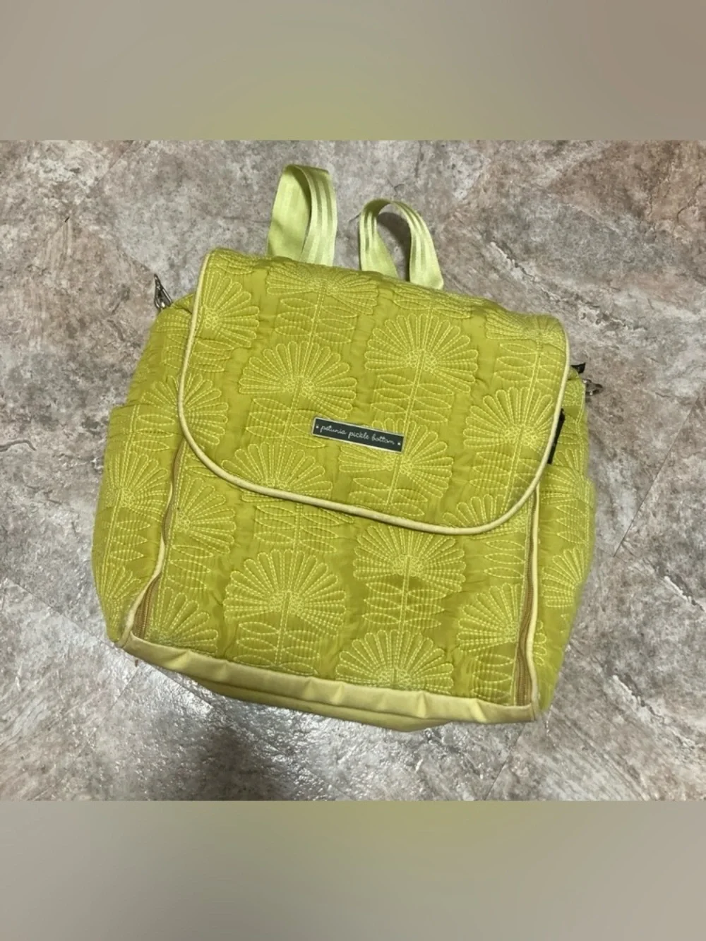 Petunia Pickle Bottom Chartreuse Quilted Diaper Backpack